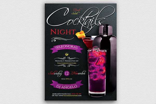 Best Cocktail Flyer Templates – Versatile & Editable Designs for Drink Specials and Bar Events | PSD and Vector File Formats Downloads